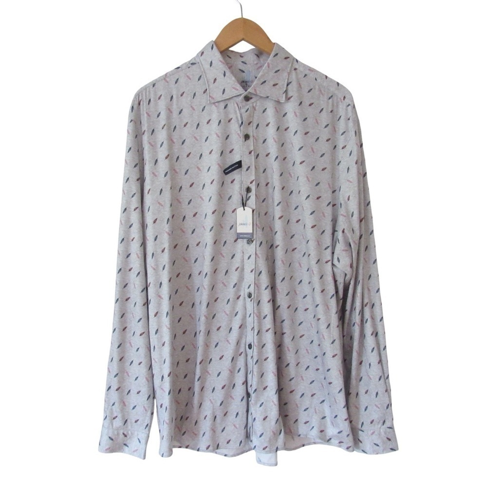 Johnnie-O Ruskin Featherweight Button Up Shirt XL Light Gray Lightweight Casual